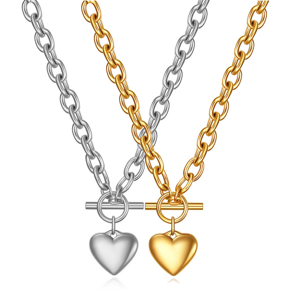 Simple Style Heart Shape Titanium Steel Plating Pendant Necklace 1 Piece