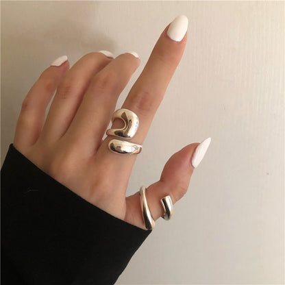 Fashion Solid Color Copper Silver Plated Open Ring 1 Piece