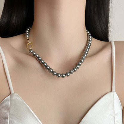 Elegant Geometric Imitation Pearl Plating Women's Necklace