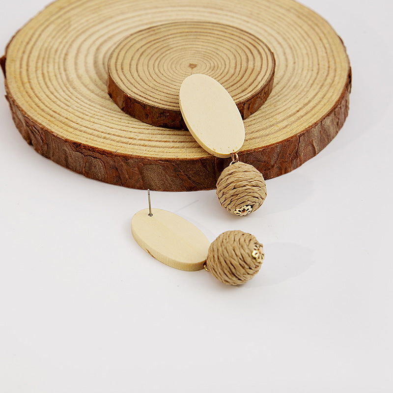 1 Pair Retro Geometric Wood Earrings