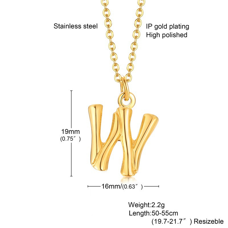 Fashion Letter Titanium Steel Polishing Plating Gold Plated Pendant Necklace