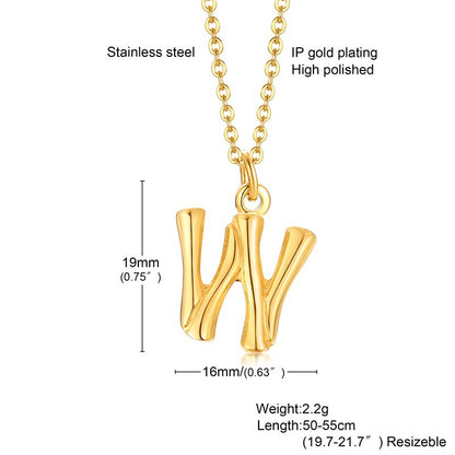 Fashion Letter Titanium Steel Polishing Plating Gold Plated Pendant Necklace