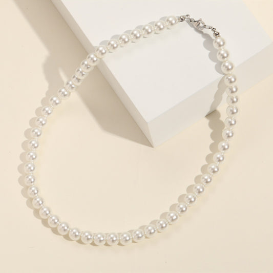 popular pearl necklace female light luxury temperament titanium steel material versatile temperament freshwater pearl clavicle chain