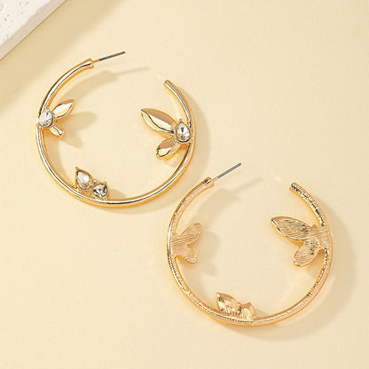 1 Pair Elegant Geometric Plating Inlay Alloy Zircon Ear Studs