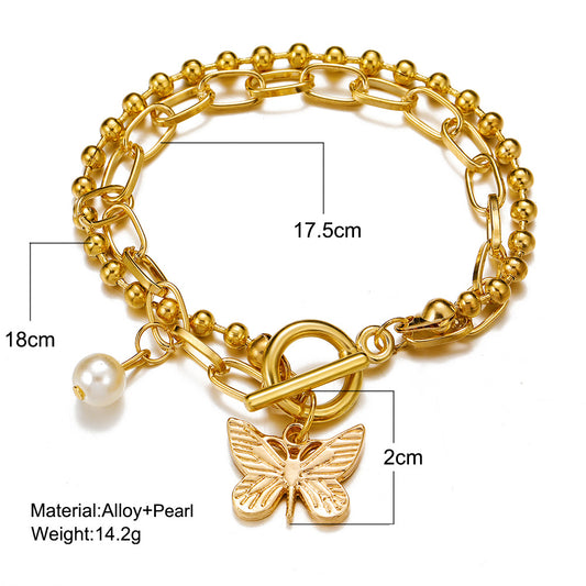 Simple Style Butterfly Alloy Plating Pearl Bracelets 1 Piece