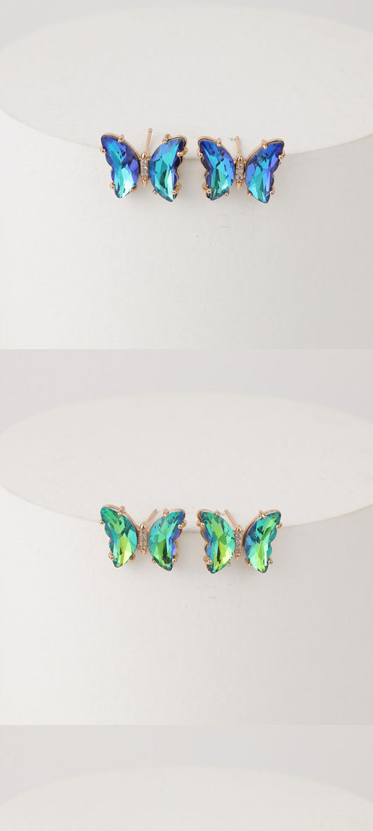 1 Pair Fashion Butterfly Copper Zircon Ear Studs