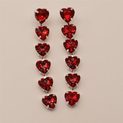 Fashion Heart Shape Metal Inlay Rhinestones Women's Drop Earrings