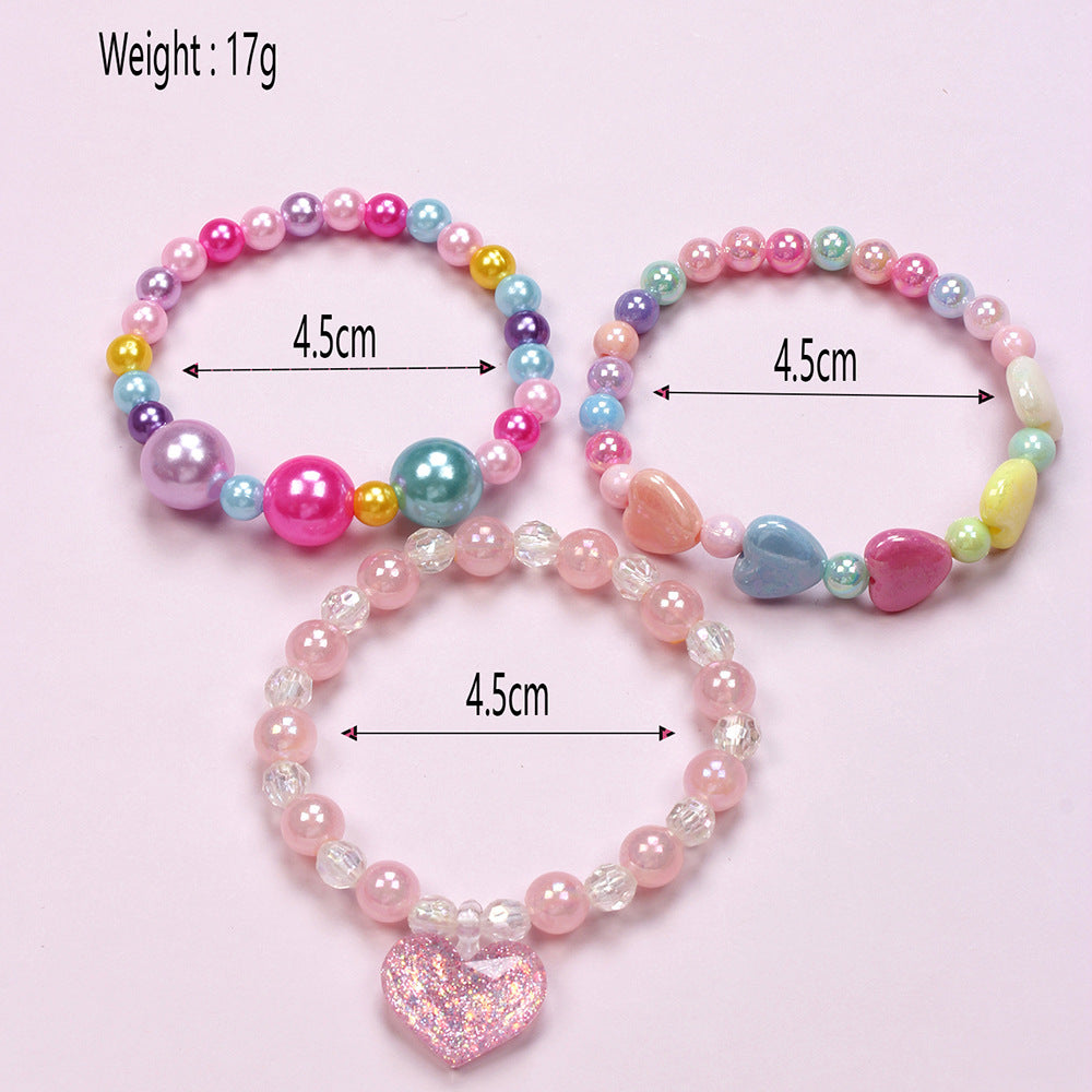 Simple Style Heart Shape Flower Plastic Beaded Girl's Bracelets