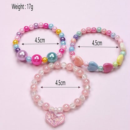 Simple Style Heart Shape Flower Plastic Beaded Girl's Bracelets