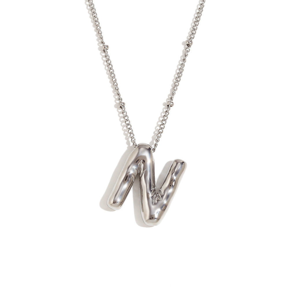 Fashion Letter Number Text Stainless Steel 18K Gold Plated Necklaces