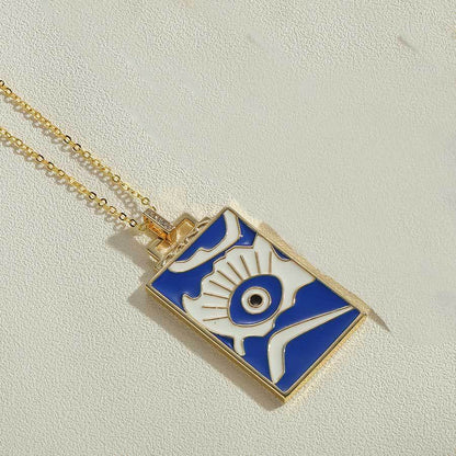 Cross-border exclusive for rectangular devil's eye pendant clavicle chain independent station new palm triangle design necklace