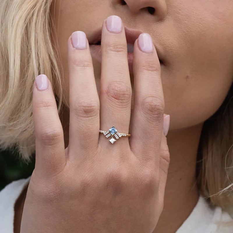 Simple Style Shiny Geometric Sterling Silver Plating Inlay Zircon Rings