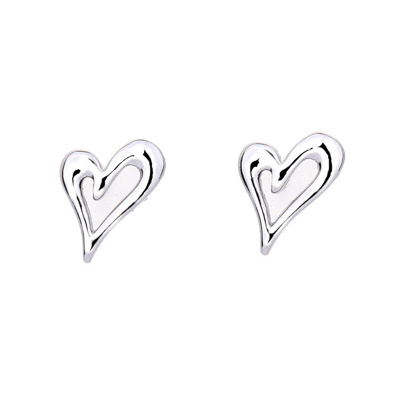 1 Pair Sweet Simple Style Heart Shape Copper Plating Hollow Out Ear Studs