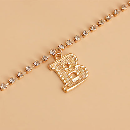 Fashion Letter Metal Rhinestones Waist Chain