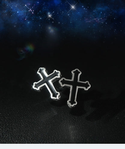 1 Pair Hip-hop Simple Style Cross Epoxy Copper Ear Studs