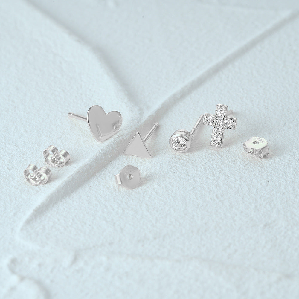 1 Set Simple Style Star Butterfly Plating Sterling Silver Ear Studs