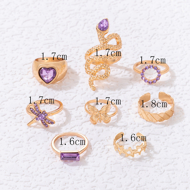 1 Set Fashion Snake Dragonfly Butterfly Alloy Plating Inlay Rhinestones Women's Unisex Rings