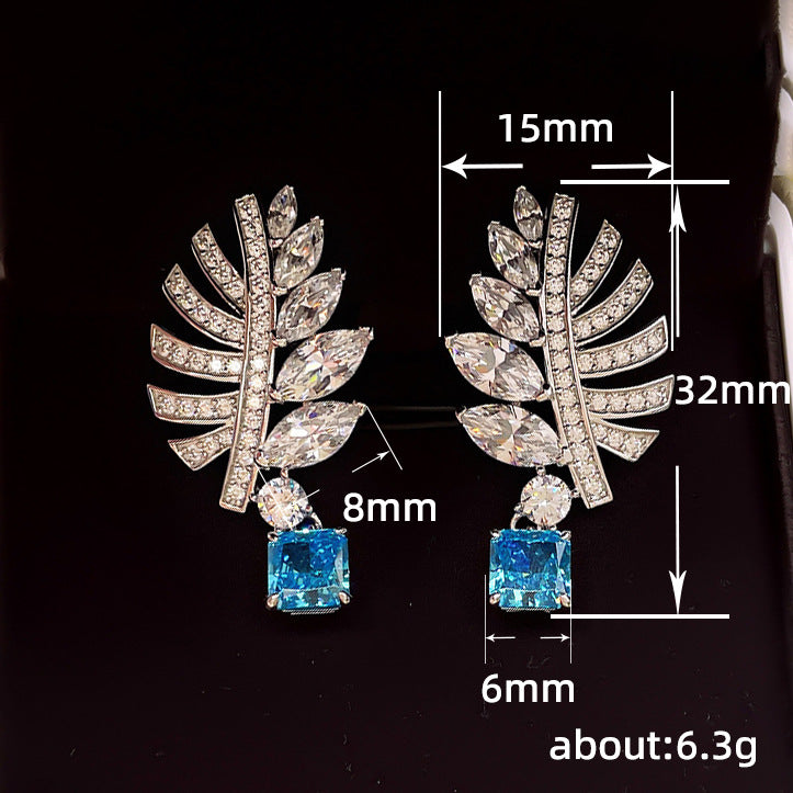 1 Pair Ig Style Shiny Leaves Plating Inlay Copper Zircon Drop Earrings