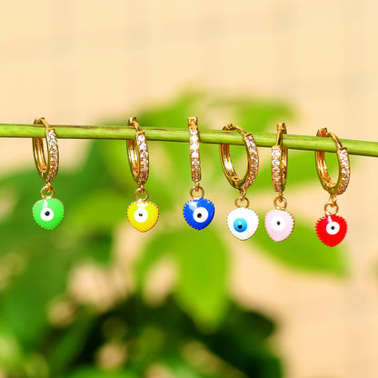 New Color Dripping Female Geometric Devil Eye Copper Earrings Diy Jewelry Accessories