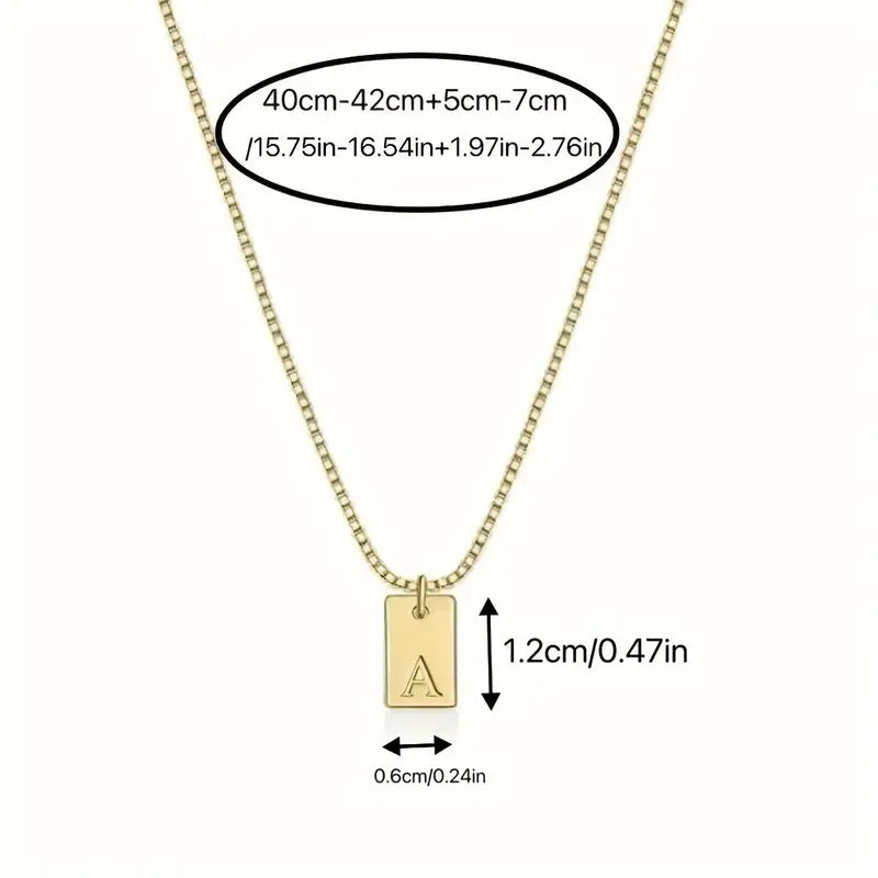 Titanium Steel Simple Style Letter Rectangle Plating Pendant Necklace