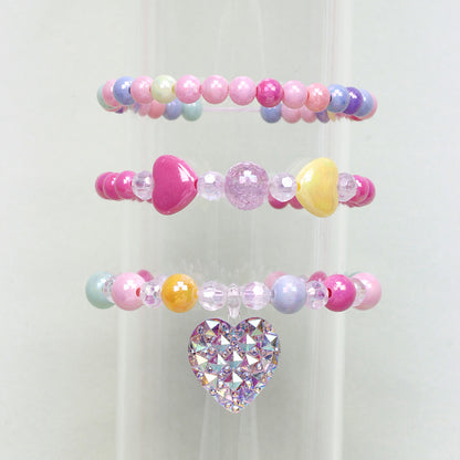 Simple Style Heart Shape Flower Plastic Beaded Girl's Bracelets