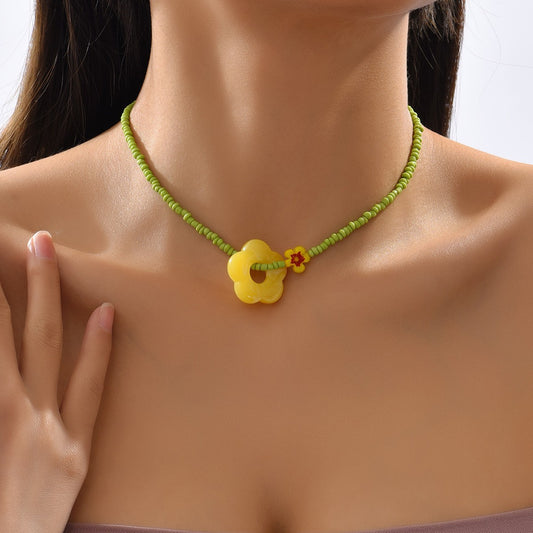 Pastoral Flower Arylic Handmade Women's Necklace