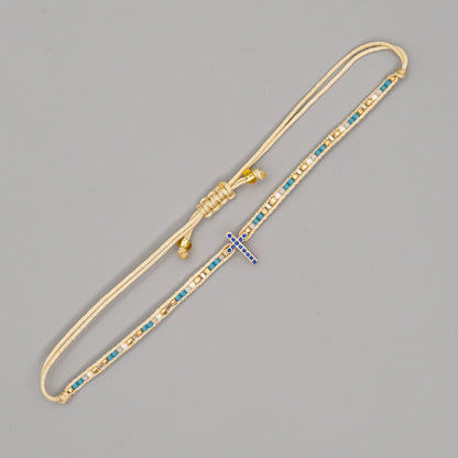 Gooddiy Wholesale Accessories Ethnic Style Diamond Cross Miyuki Beads Woven Bracelet