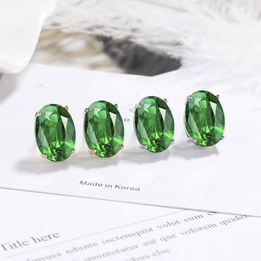 1 Pair Simple Style Oval Inlay Copper Zircon Ear Studs