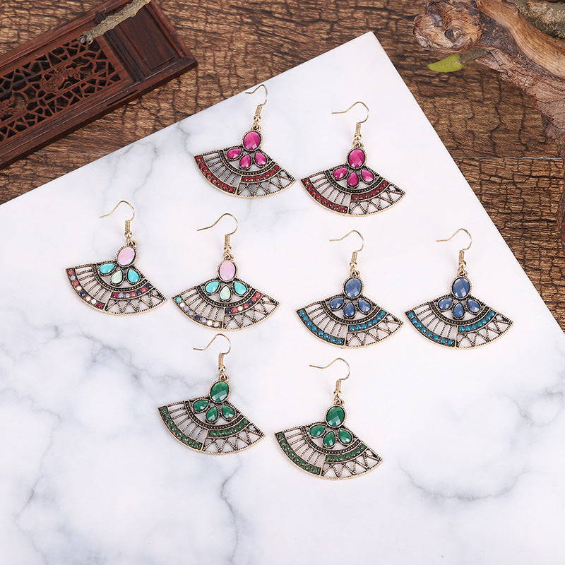 1 Pair Retro Water Droplets Metal Plating Zircon Women's Drop Earrings