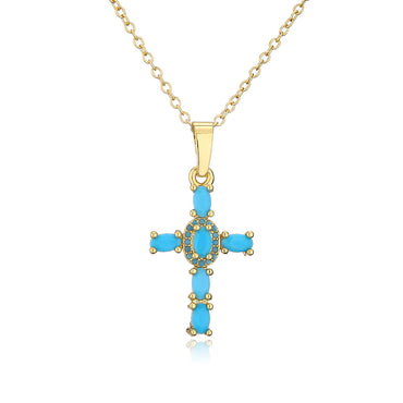 Fashion Copper Plated 18k Gold Cross Pendant Copper Necklace Jewelry