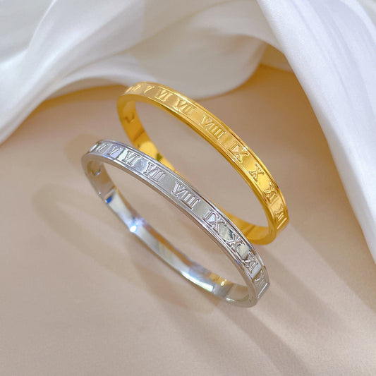 Casual Letter Titanium Steel Plating Bangle