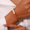 Pearl Geometric Stainless Steel 18K Gold Plated Necklaces