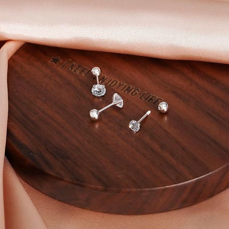 1 Pair Simple Style Round Inlay Copper Zircon Ear Studs