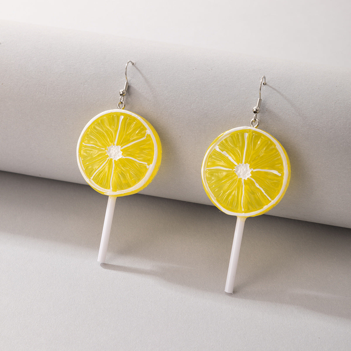 Personality Jewelry Lemon Lollipop Resin Ear Hook Watermelon Fruit Irregular Earrings