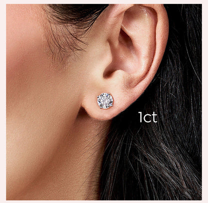 Shiny Geometric Sterling Silver Gra Inlay Moissanite Ear Studs