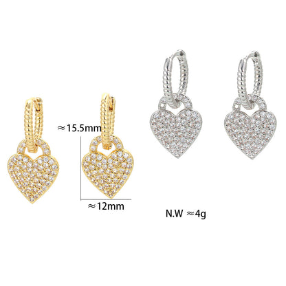 Simple Inlaid Zircon Heart-shaped Earrings