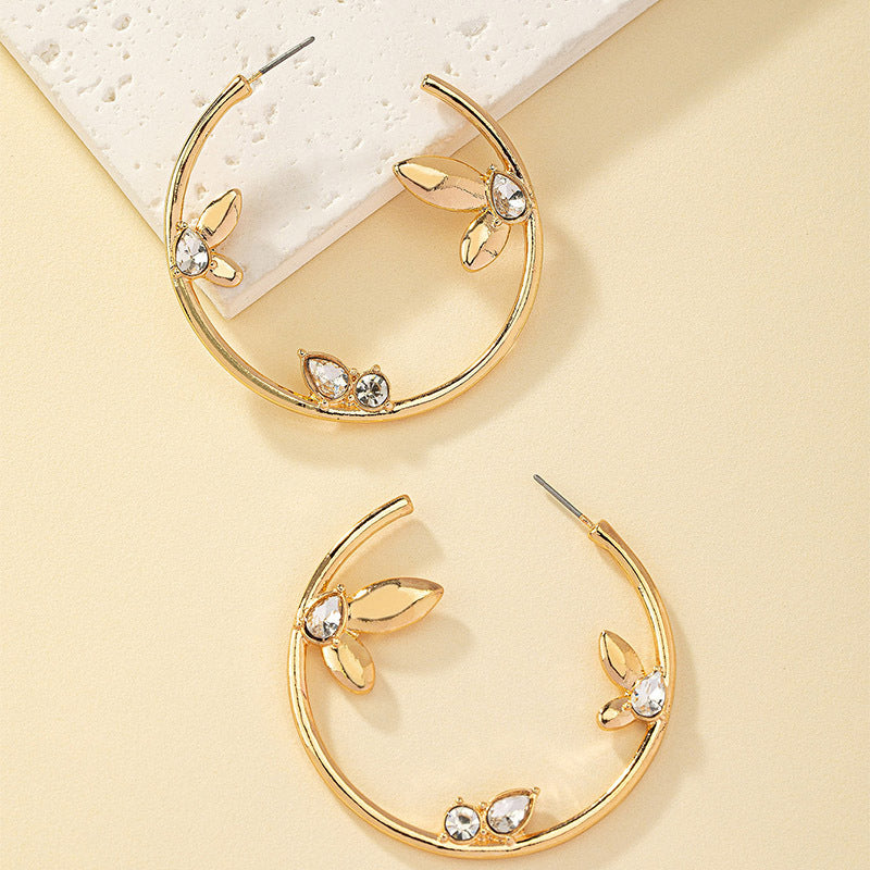 1 Pair Elegant Geometric Plating Inlay Alloy Zircon Ear Studs