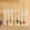 Cross-border hot-selling wild retro color zircon cross pendant necklace women's personalized design O-word chain clavicle chain