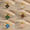 Four-leaf Clover Fashion Titanium Steel Electroplating Rings