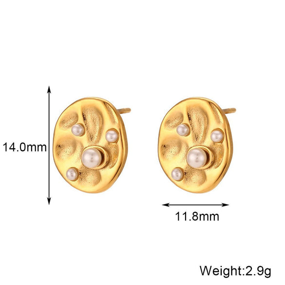 Casual Pearl Geometric Stainless Steel 18K Gold Plated Necklaces