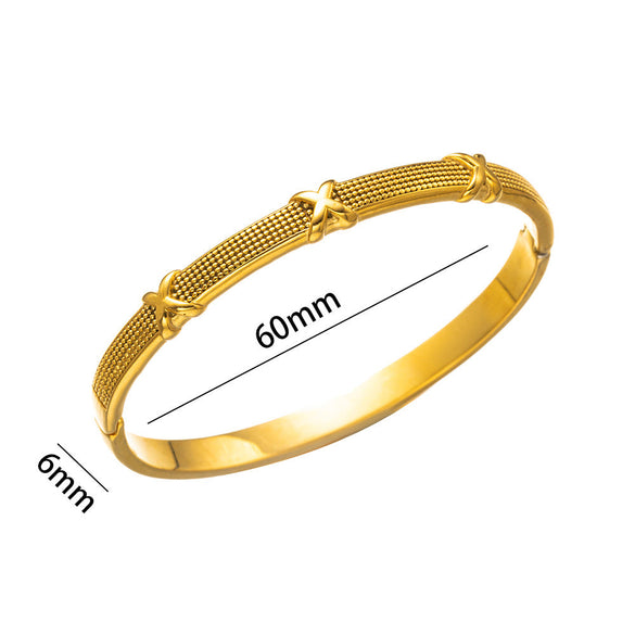 IG Style Ellipse Titanium Steel 18K Gold Plated Bangles
