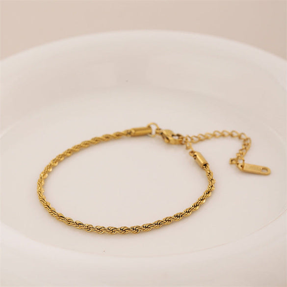 Women Minimalist Twisted Stainless Steel Electroplating Bracelets