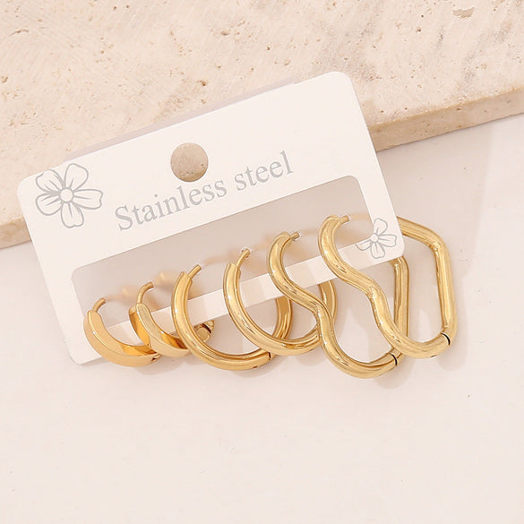 Expressive Quadrilateral Geometric Stainless Steel Electroplating Earrings