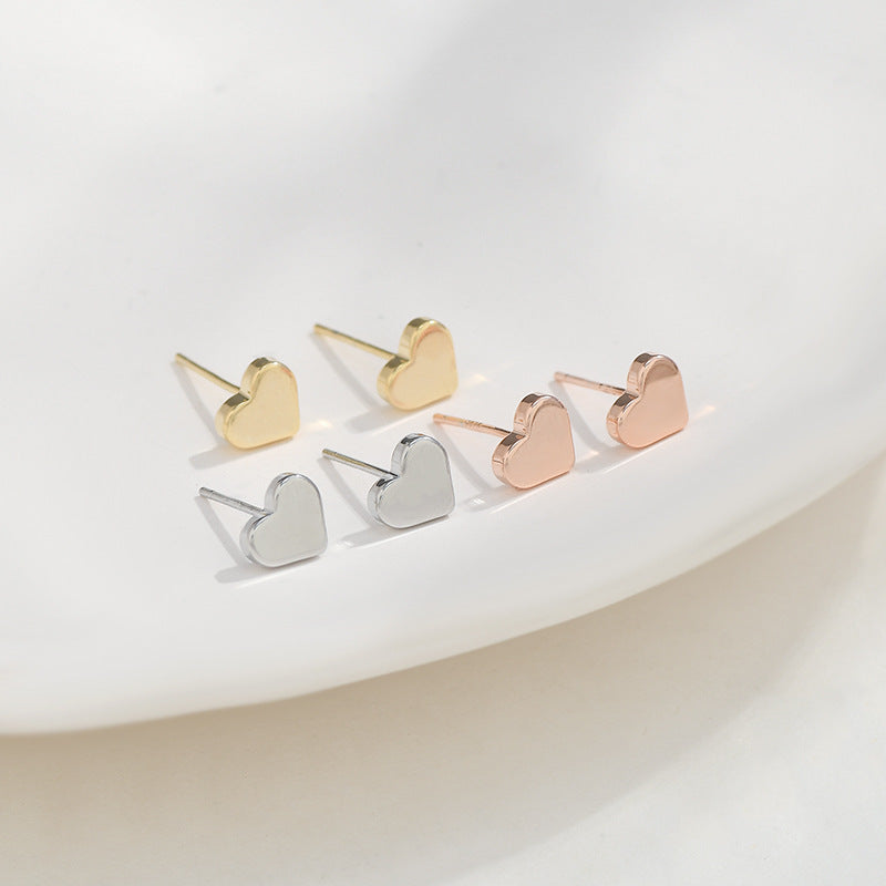 1 Set Basic Heart Shape Plating Copper Ear Studs