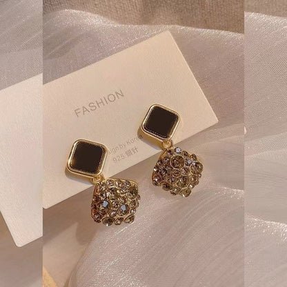 Simple Style Square Alloy Inlay Rhinestones Women's Drop Earrings