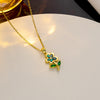 Quadrilateral Geometric Titanium Steel 18K Gold Plated Necklaces