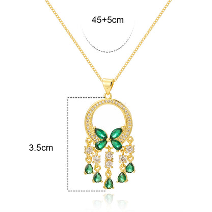 Casual Simple Style Cross Water Droplets Copper Plating Inlay Zircon Gold Plated Pendant Necklace