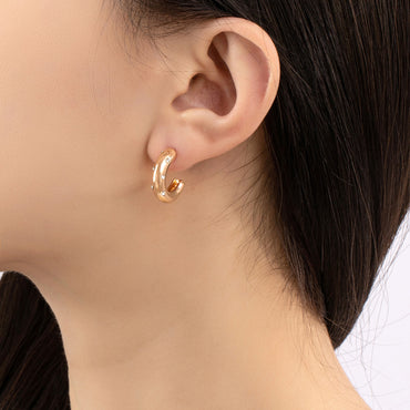 1 Pair Fashion C Shape Plating Alloy Rhinestones Earrings