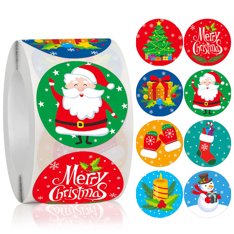 Wholesale Roll Christmas Sealing Stickers Merry Christmas Gifts Stickers Holiday Decoration Self-adhesive Labels