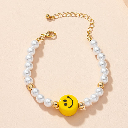 Wholesale Jewelry Retro Smiley Face Pearl Beaded Bracelet Gooddiy